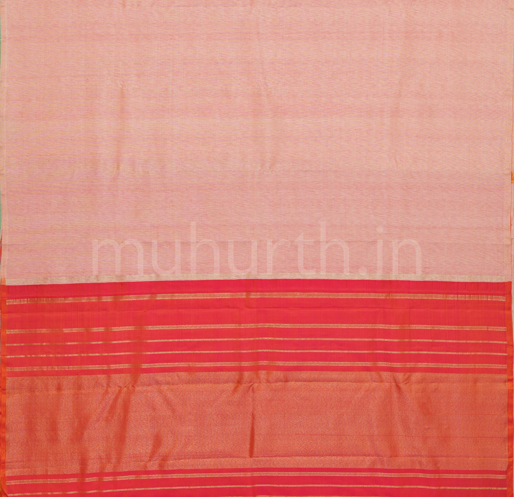 Peach Linen Style Pure Zari Kanjivaram Silk Saree