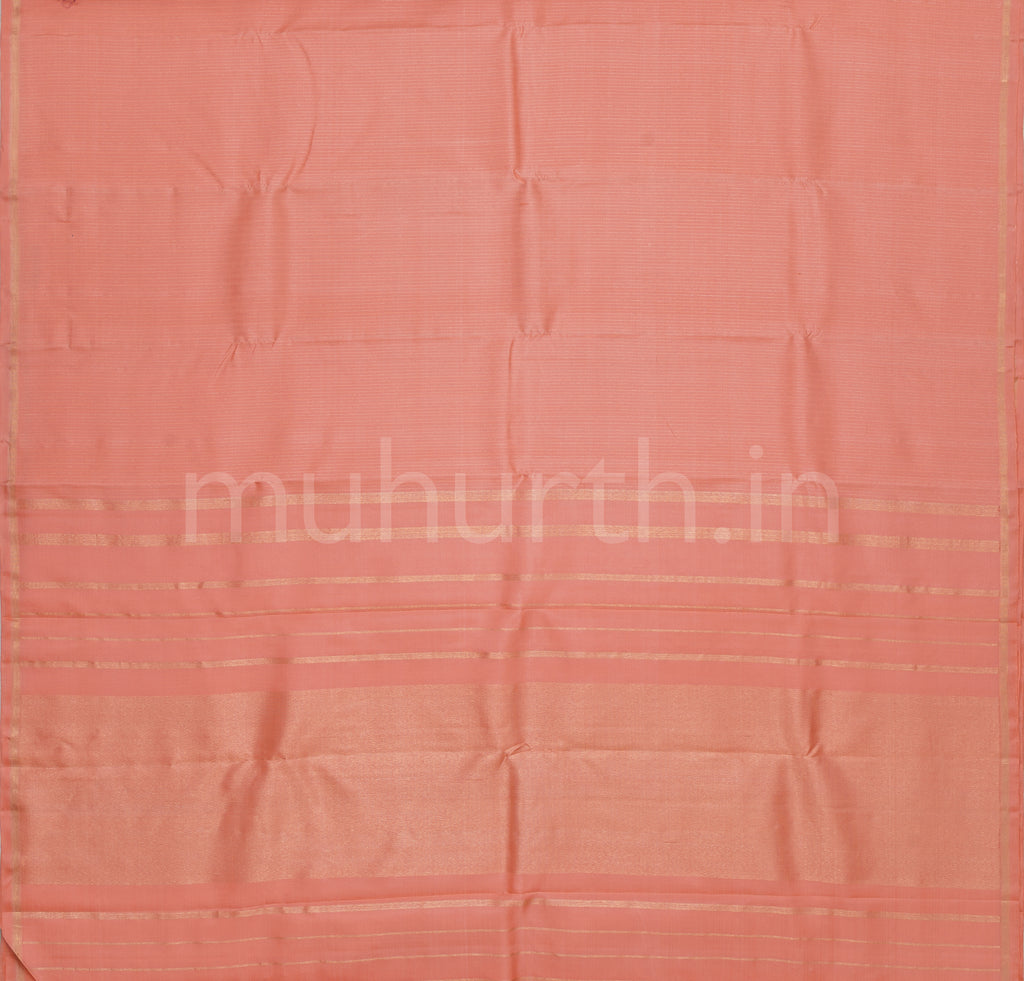 Peach Muthu Seer Pure Zari Kanjivaram Silk Saree