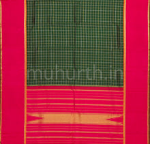 Load image into Gallery viewer, Green Muthu Kattam Pure Zari Kanjivaram Silk Saree with Rose Red