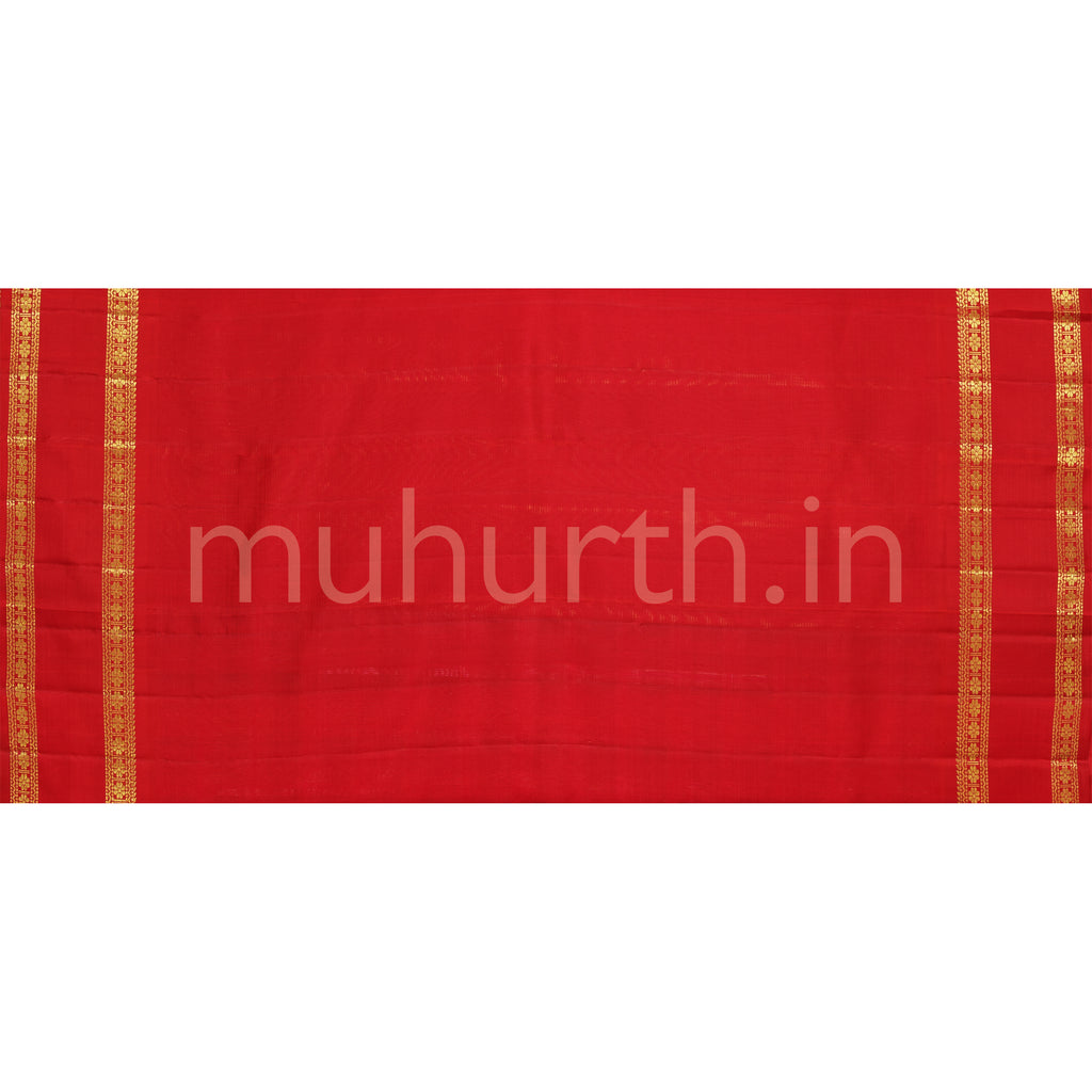 Multi-Colour Kora Organza Pure Kanjivaram Silk Saree with Red