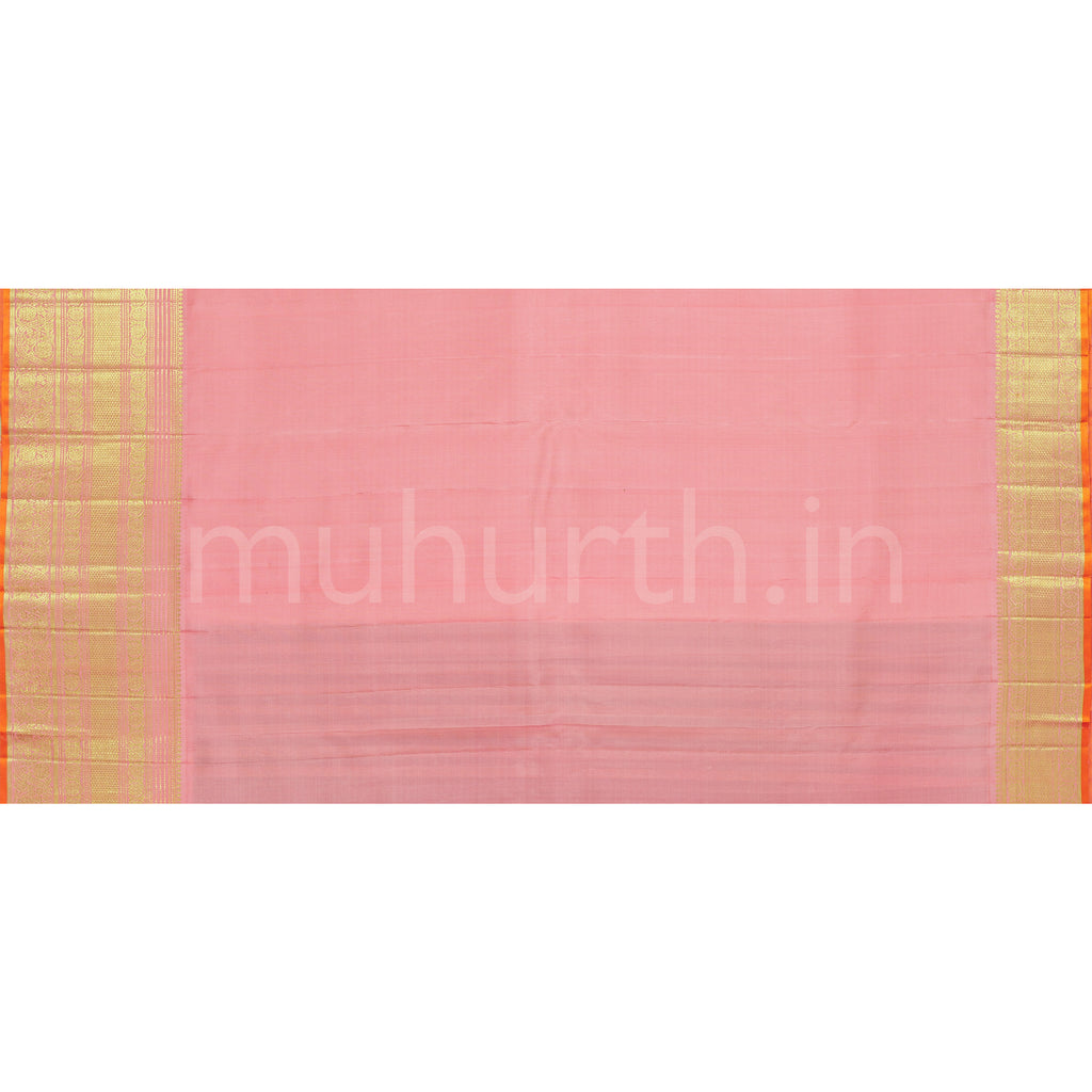 Black Pure Kanjivaram Silk Saree with Peach