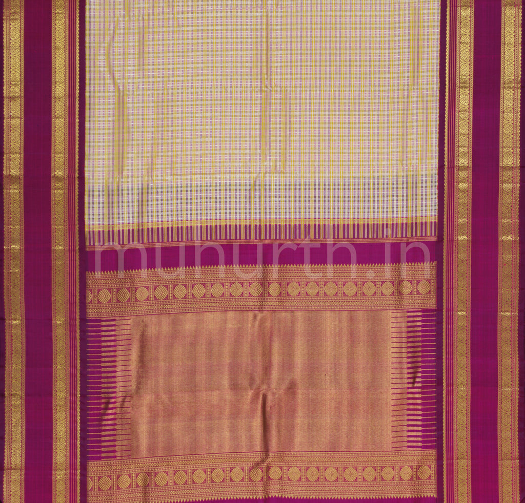 Multi-Colour Kora Organza Pure Kanjivaram Silk Saree with Magenta