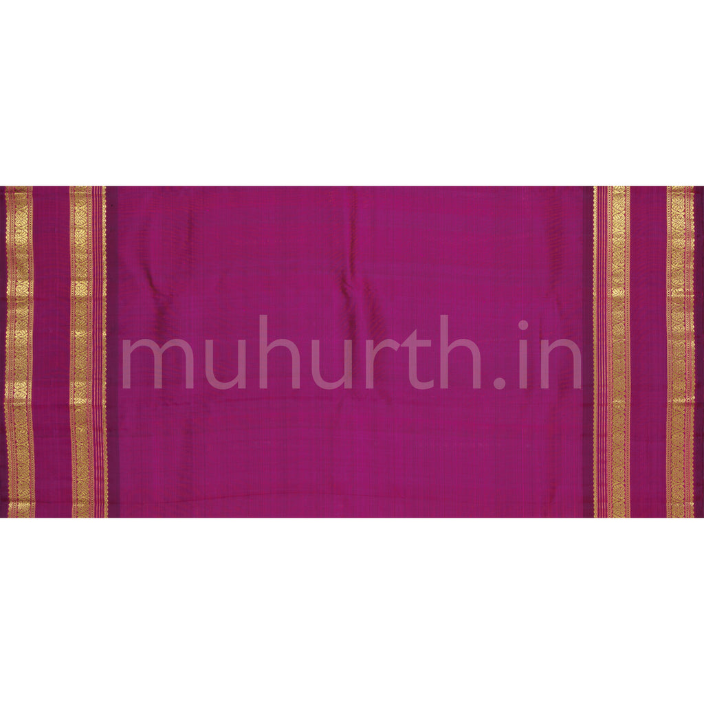 Multi-Colour Kora Organza Pure Kanjivaram Silk Saree with Magenta