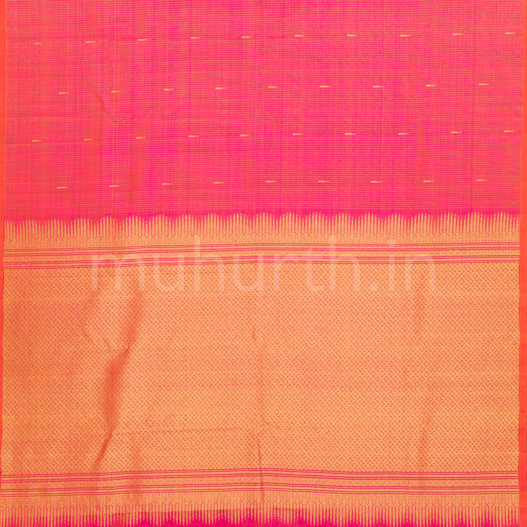 Rose Shot Orange Pure Kanjivaram Silk Saree