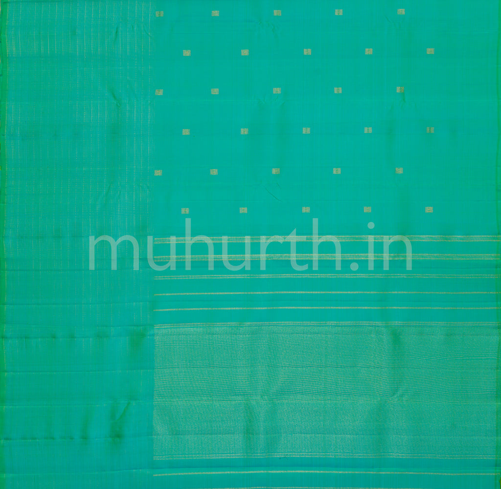 Sea Green Vaira-Oosi Pure Zari Kanjivaram Silk Saree