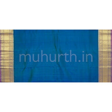 Load image into Gallery viewer, Peacock Blue Muthu-Kattam Pure Zari Kanjivaram Silk Saree