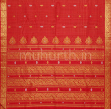 Load image into Gallery viewer, Bright Red Oosi-Kattam Pure Kanjivaram Silk Saree