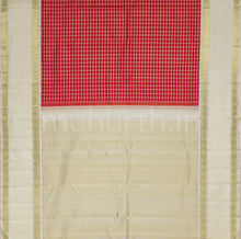 Load image into Gallery viewer, Red Veldhari Pure Zari Kanjivaram Silk Saree Off-White