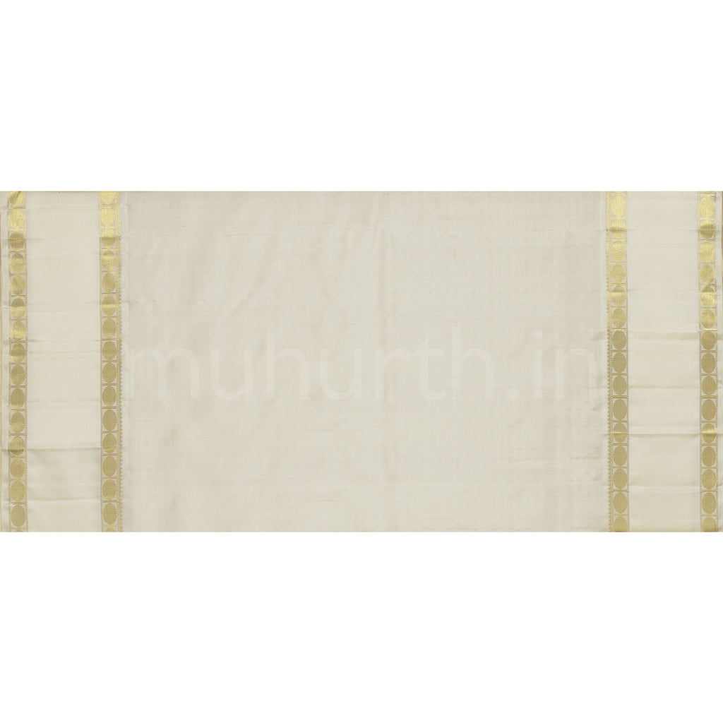 Red Veldhari Pure Zari Kanjivaram Silk Saree Off-White