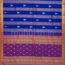 Load image into Gallery viewer, Violet Pure Kanjivaram Silk Saree with Magenta