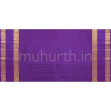 Load image into Gallery viewer, Green Veldhari Pure Zari Kanjivaram Silk Saree with Magenta