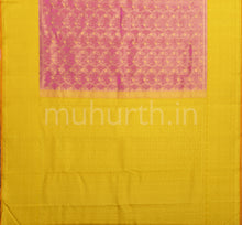 Load image into Gallery viewer, Pink Pure Kanjivaram Silk Saree with Golden Mustard