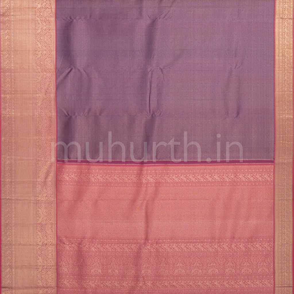 Magenta Pure Kanjivaram Silk Saree with Peach