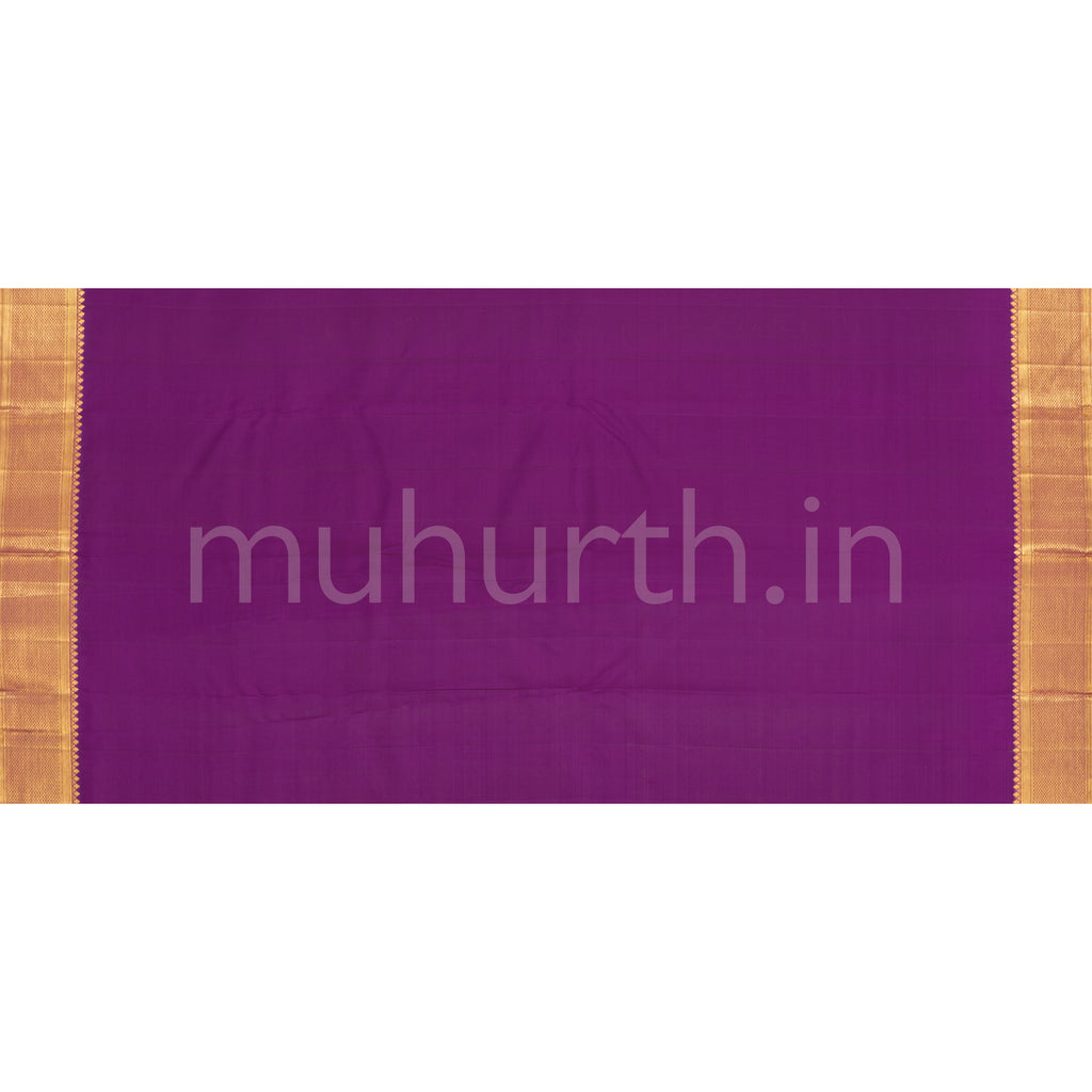 Off-White Pure Kanjivaram Silk Saree with Deep Magenta