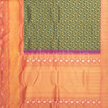 Load image into Gallery viewer, Deep Green Meenakari Luxury Kanjivaram Silk Saree with Red &amp; Rose