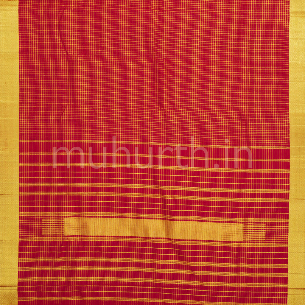 Red Vaira Oosi Checks Pure Silk Saree