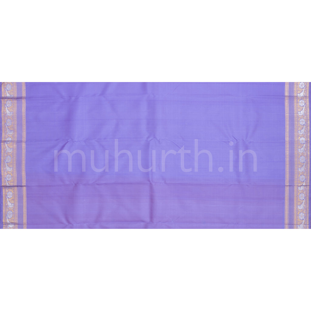 Mango Yellow Pure Kanjivaram Silk Saree with Lavender