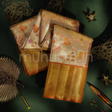 Premium Silver Tissue Jamdhani Meenakari Pure Kanjivaram Silk Saree with Brown
