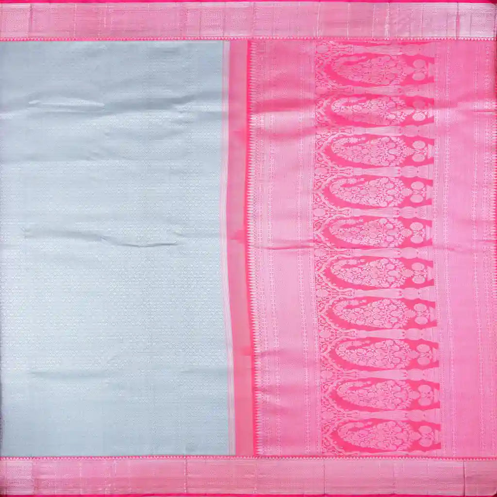 Kanjivaram Grey Silk Saree with Peach