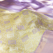 Load image into Gallery viewer, Kanjivaram Light Elaichi Green Silk Saree with Lavender