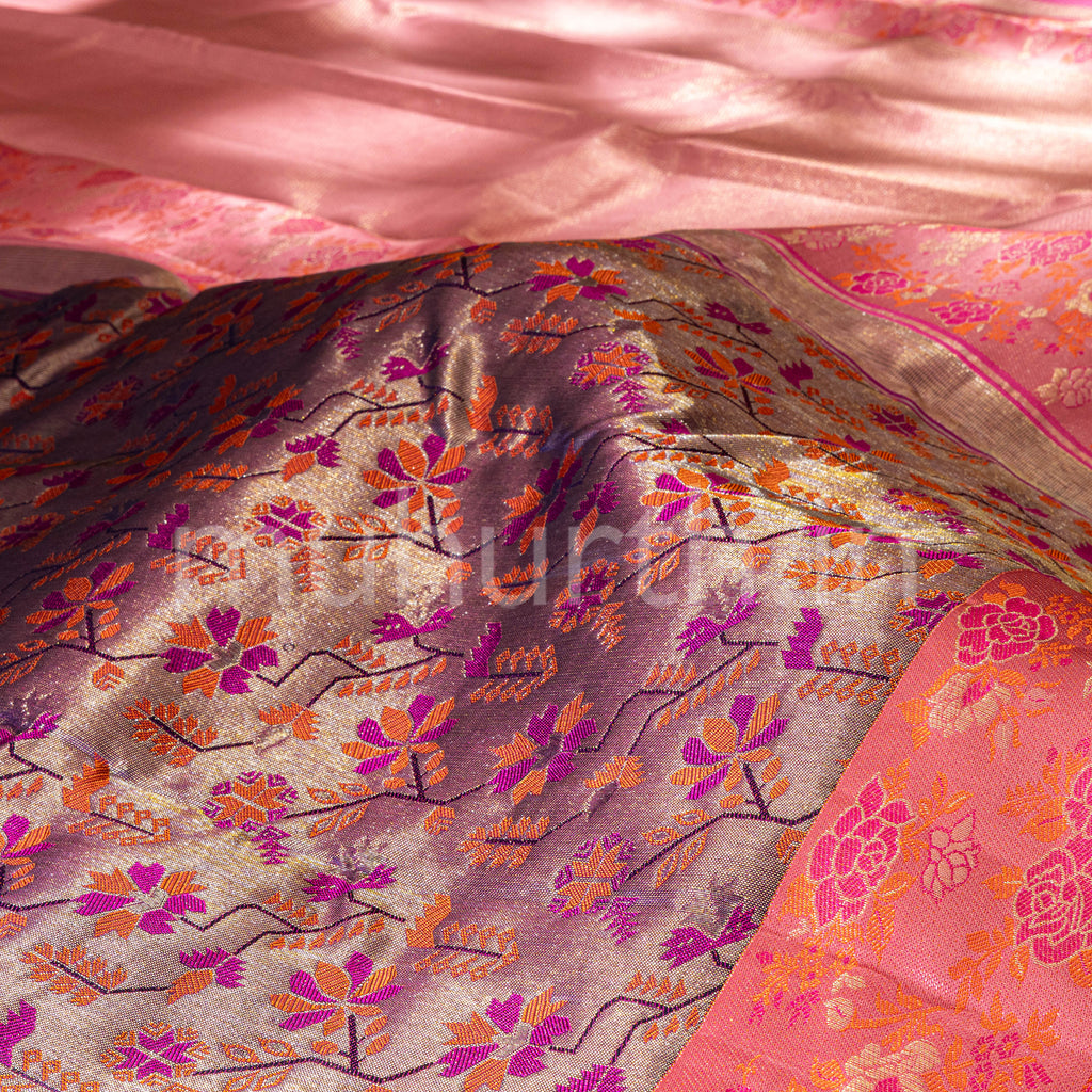 Kanjivaram Meenakshi Silk Saree with Pink