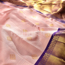 Load image into Gallery viewer, Baby Peach Vaira Oosi Kanjivaram Silk Saree with Meenakshi