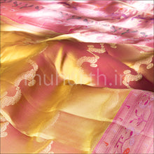 Load image into Gallery viewer, Kanjivaram Sampanga Mustard Silk Saree with Pink