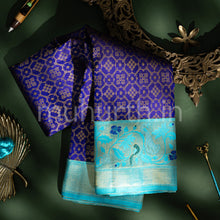 Load image into Gallery viewer, Violet Kanjivaram Silk Saree with Ananda