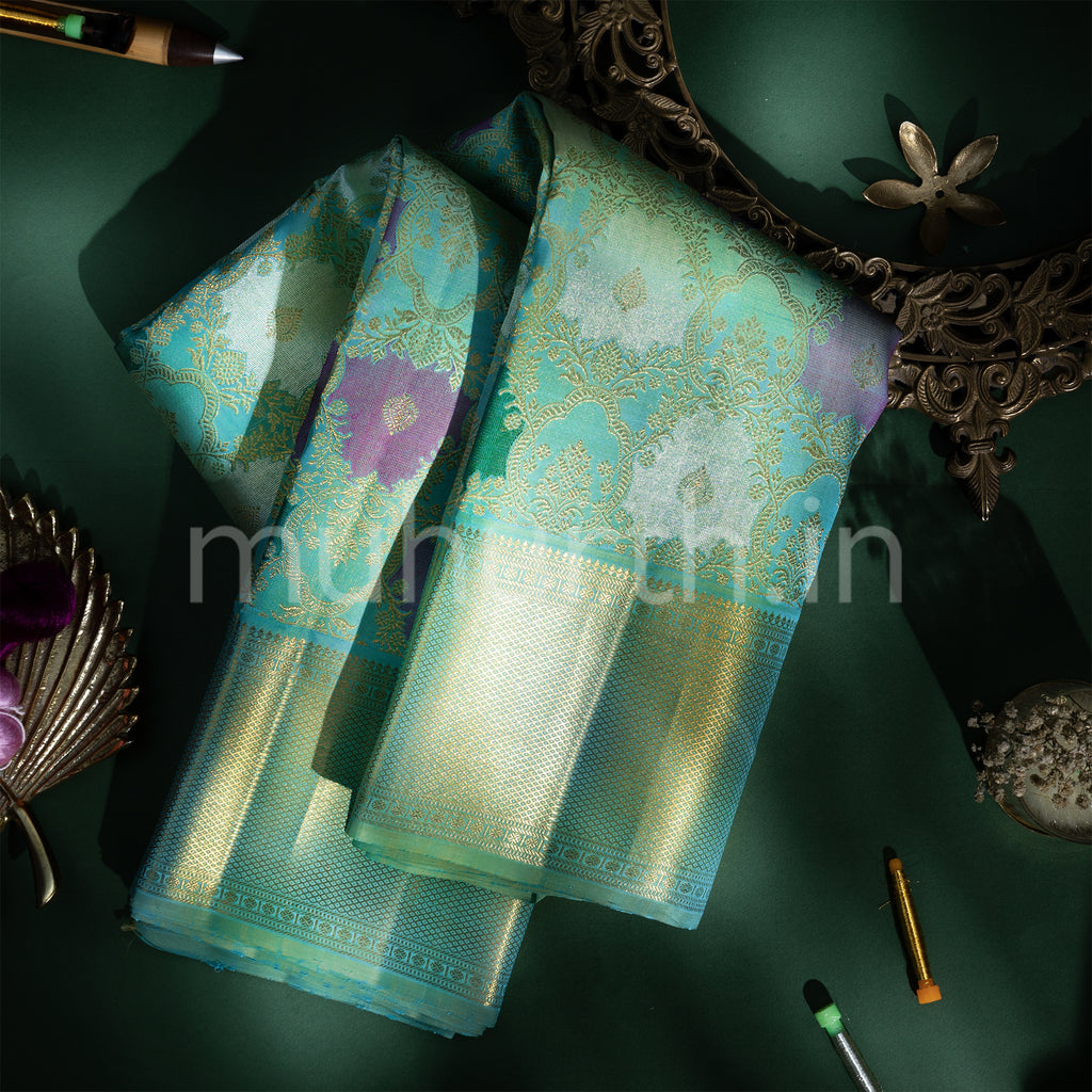 Sea Green Rangkat Kanjivaram Silk Saree