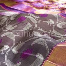 Load image into Gallery viewer, Kanjivaram Black Silk Saree with Magenta