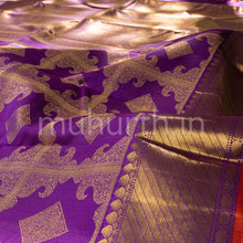 Load image into Gallery viewer, Kanjivaram Meenakshi Violet Silk Saree