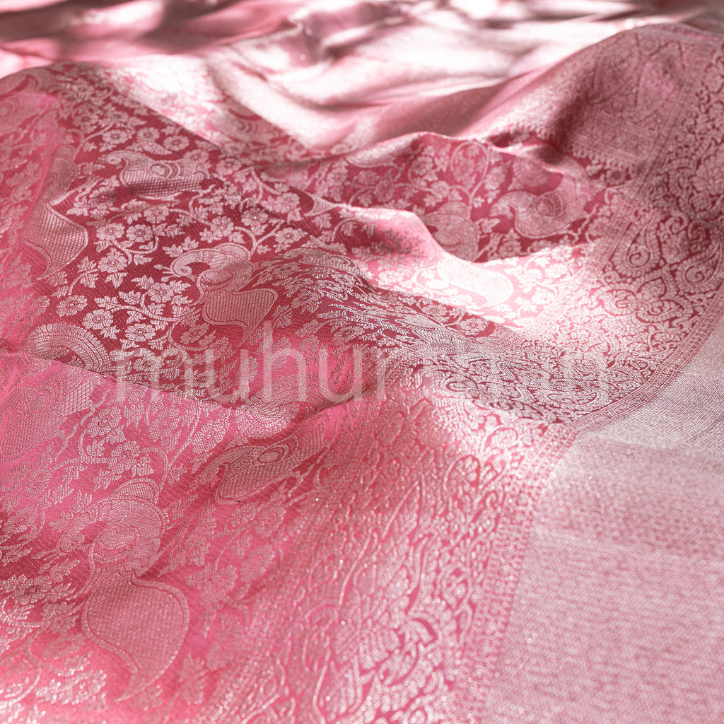 Kanjivaram Flamingo Pink Silk Saree