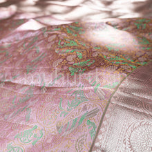 Load image into Gallery viewer, Kanjivaram Soft Pink Silk Saree with Pastel Brown