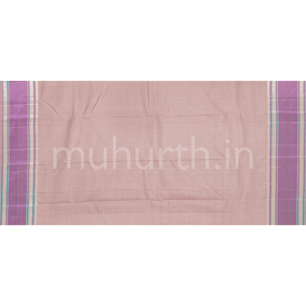 Light Brown Kanjivaram Silk Saree with Lavender