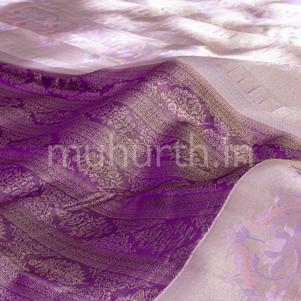 Kanjivaram Magenta Silk Saree with Lavender