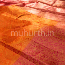 Load image into Gallery viewer, Orange Kanjivaram Silk Saree with Pink