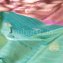 Load image into Gallery viewer, Kanjivaram Sea Green Silk Saree with Paithani Pallu