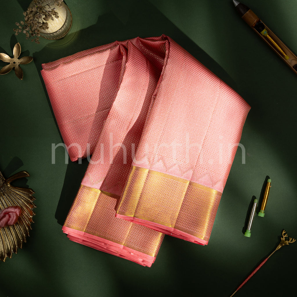 Kanjivaram Peach Silk Saree