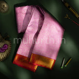 Pink Kanjivaram Silk Saree with Red