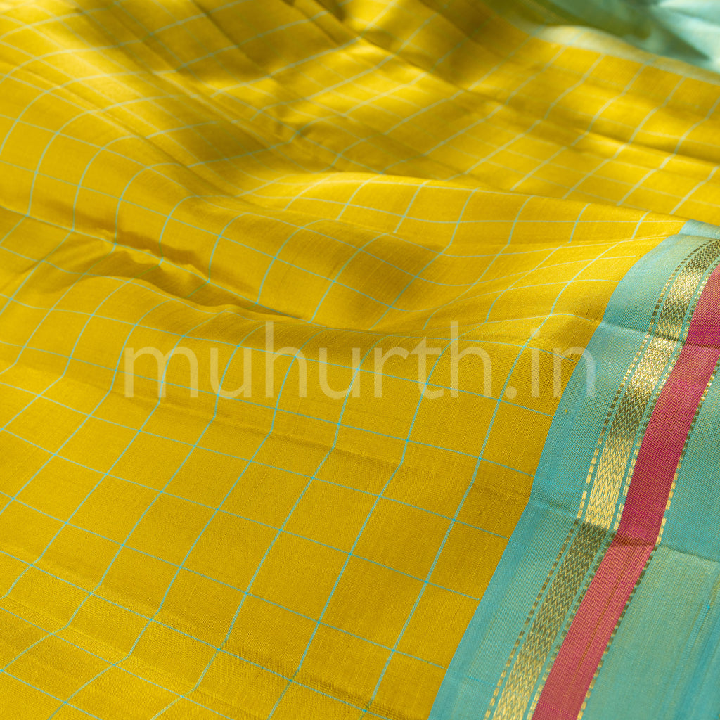 Sampanga Kanjivaram Silk Saree with Sea Green