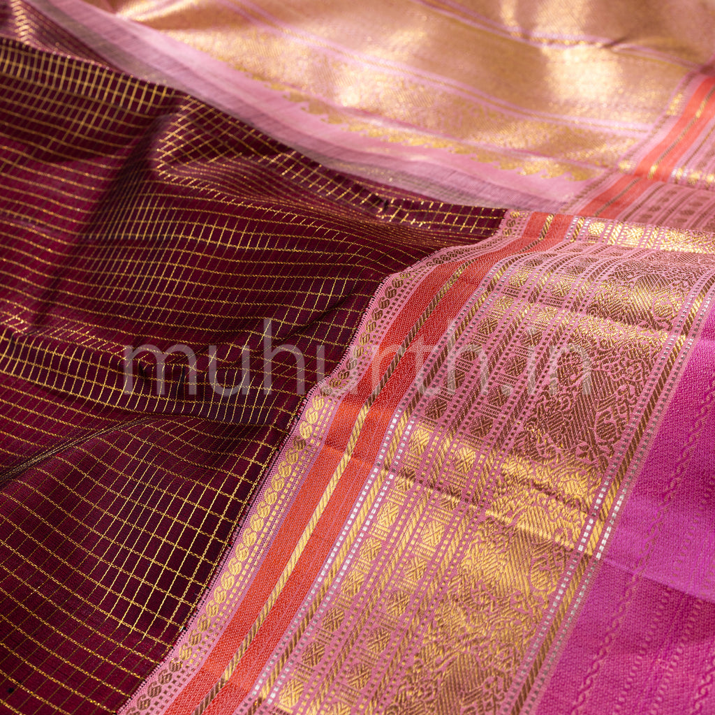 Arakku Kanjivaram Silk Saree with Pink