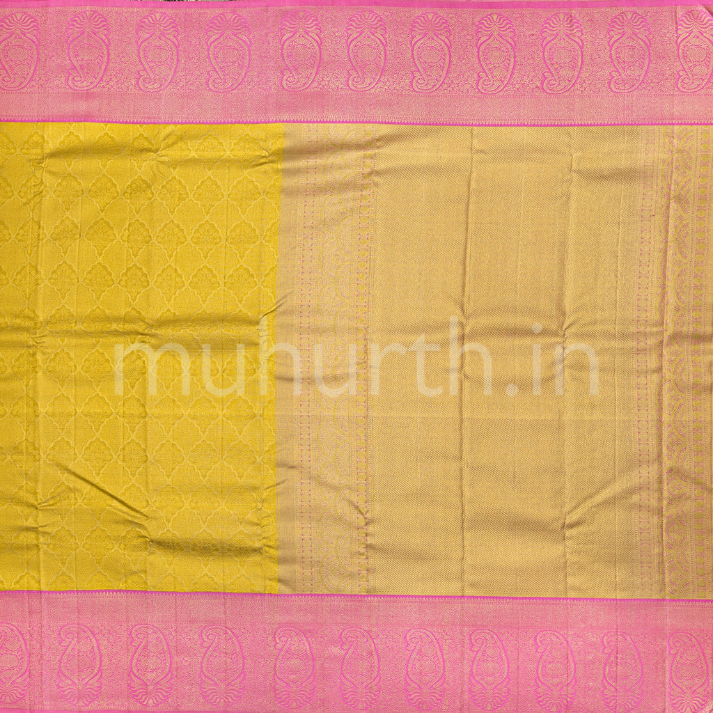 Golden Tissue Kanjivaram Silk Saree with Pink