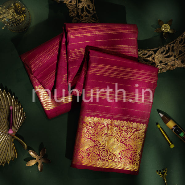 Dark Magenta Pure Kanjivaram Silk Saree