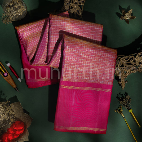 Rose Red Pure Kanjivaram Silk Saree