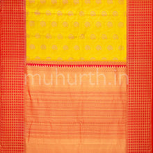 Load image into Gallery viewer, Kanjivaram Golden Mustard Silk Saree with Bright Red