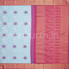 Load image into Gallery viewer, Fresh Blue Kanjivaram Silk Saree with Magenta