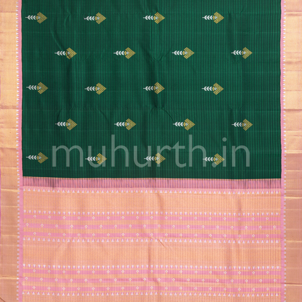 Green Kanjivaram Silk Saree with Pink