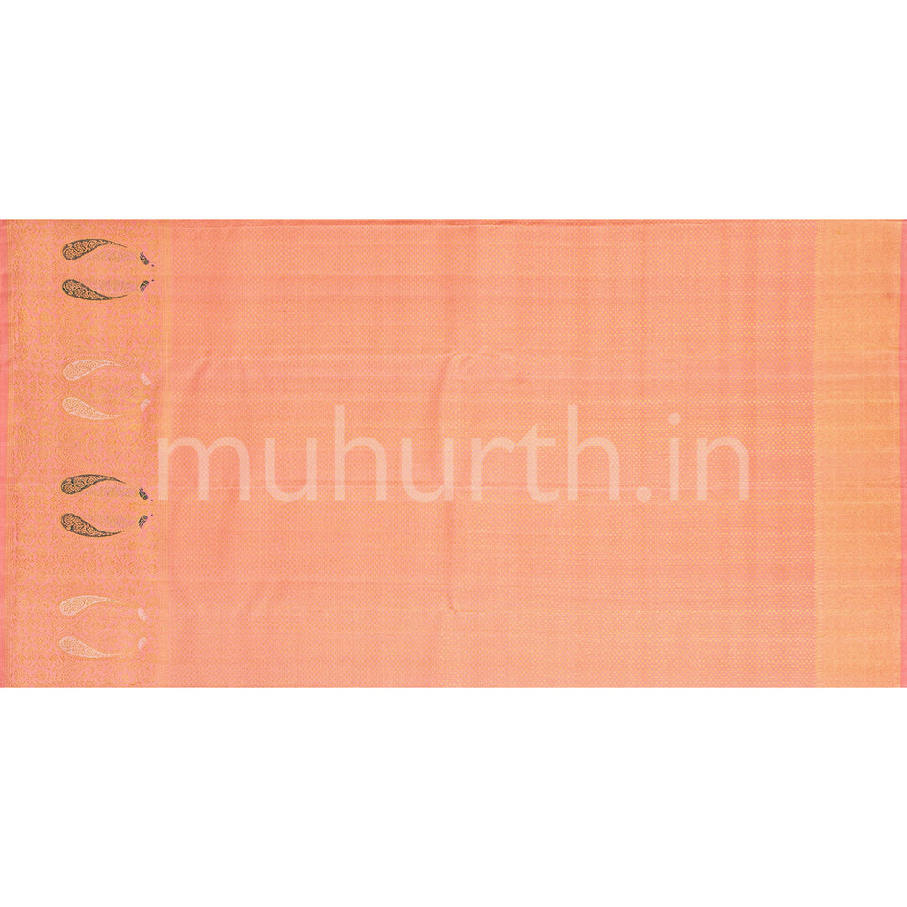 Sea Green Kanjivaram Silk Saree with Peach