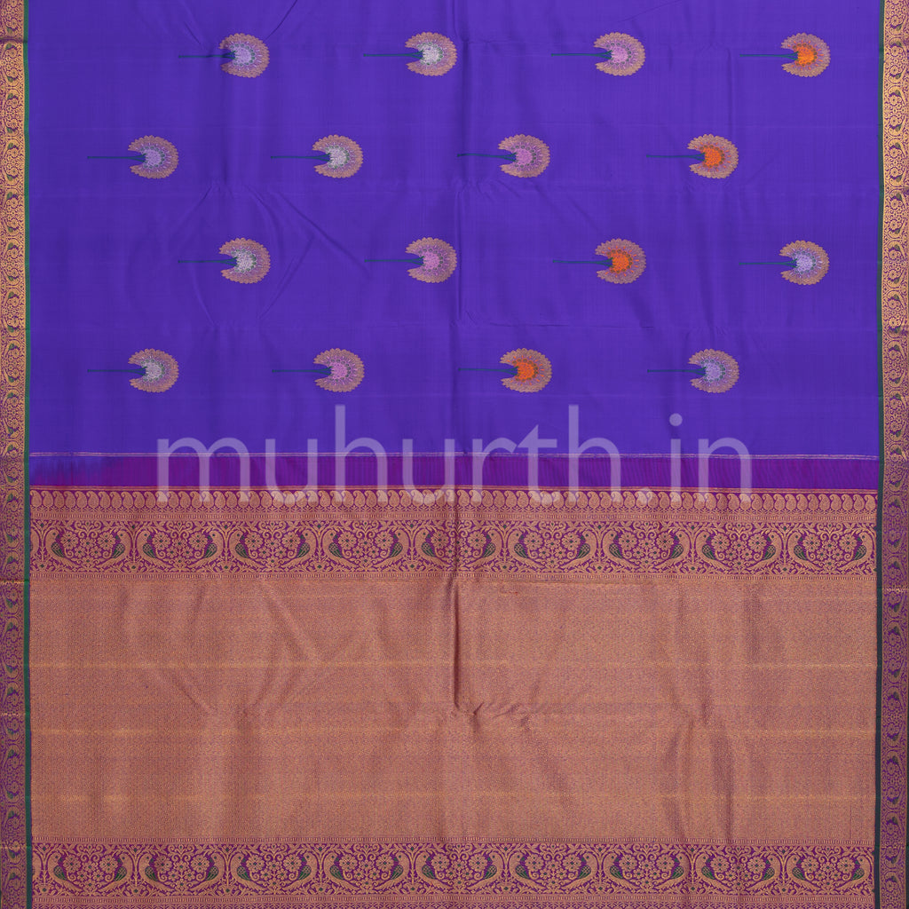 Violet Kanjivaram Silk Saree with Green