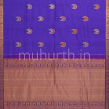 Load image into Gallery viewer, Violet Kanjivaram Silk Saree with Green